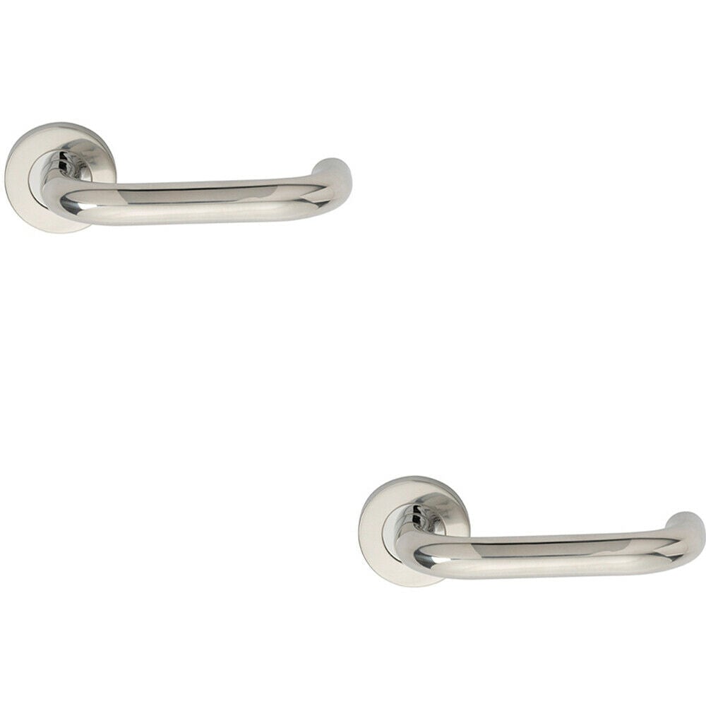 Loops 2x PAIR 19mm Round Bar Safety Handle on Round Rose Concealed Fix Polished Steel in Metallics