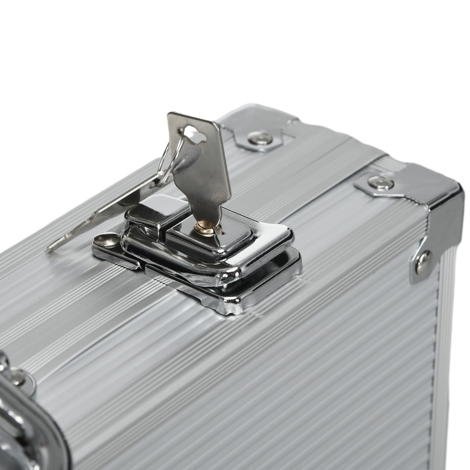 image 1 of SPORTNOW 500-Piece Poker Chips Set with Aluminium Case, Holdem Poker Set with Mat, 11.5g Numbered Poker Chips, Two Decks of Cards, Dealer, Five Dices