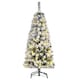 image 1 of HOMCOM 4FT Prelit Artificial Snow Flocked Christmas Tree with Warm White LED Light, Holiday Home Xmas Decoration, Green White