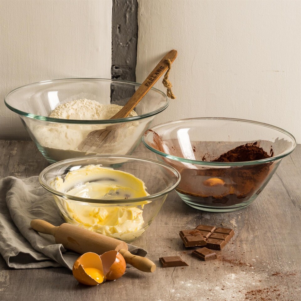 image 1 of Bormioli Rocco Mr Chef Glass Nesting Mixing Bowls - 4 Litres - Pack of 6