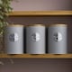 image 2 of Cooks Professional 3 Piece Ribbed Tea, Coffee, & Sugar Cannisters with Bamboo Lids | Grey | Grey & Silver