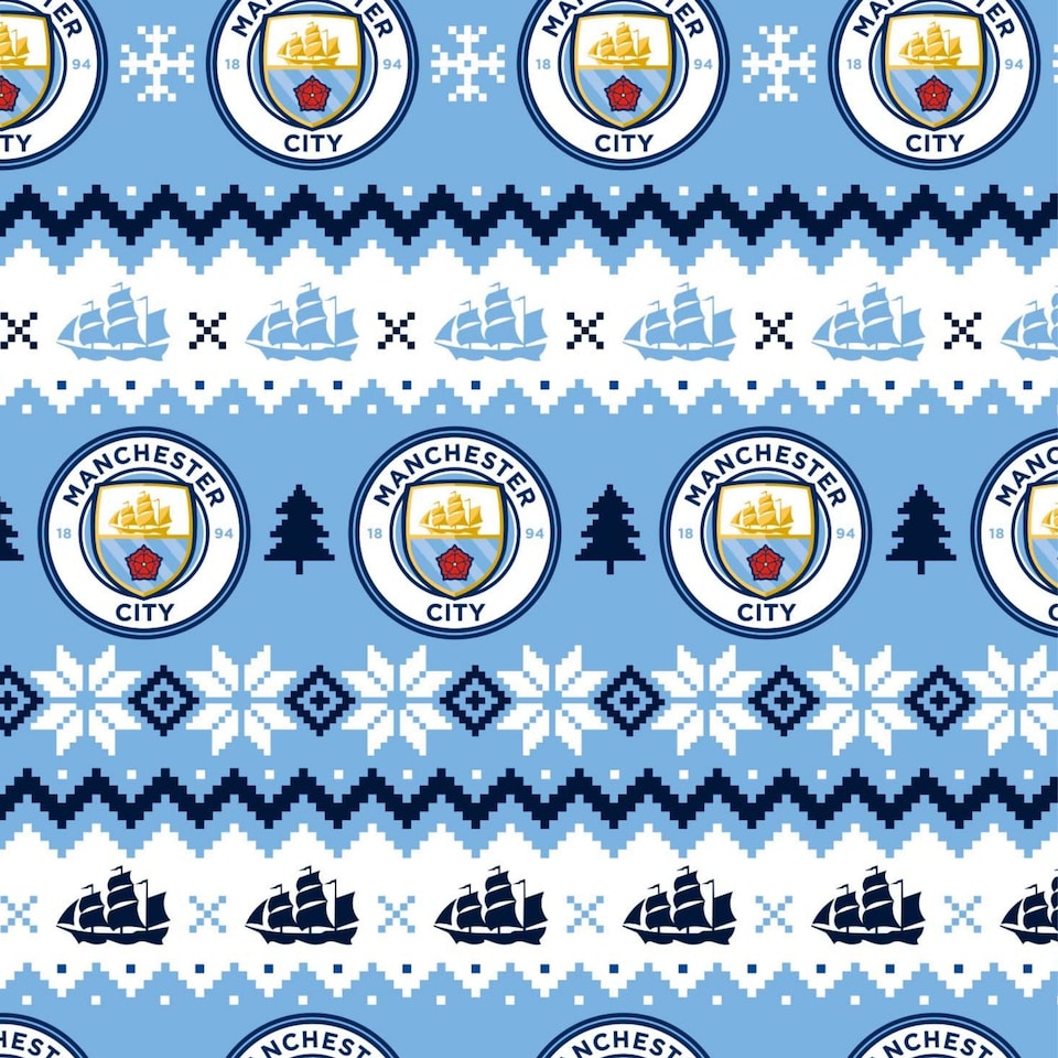 image 1 of Manchester City FC Christmas 2 Sheets & 2 Tags Gift Wrap