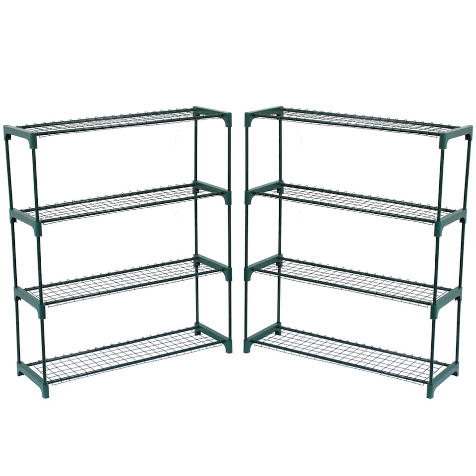 image 1 of Double Pack Flower Staging Display Greenhouse Racking Shelving
