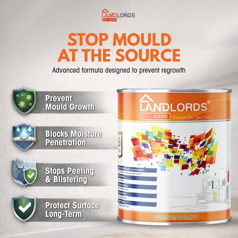 image 1 of Landlords Paint - Anti-Mould Paint - Prevents Mould on Interior Walls & Ceilings - London's Magnolia - 2.5L
