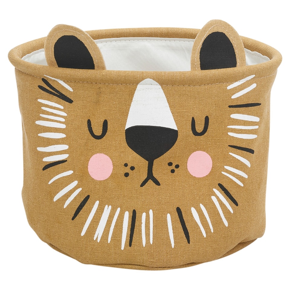 image 1 of 2 Pc Kids Animal Character Storage Baskets Toys Space Saving Organiser Hampers | Gold | Gold Lion