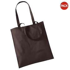 Westford Mill Promo Bag For Life - 10 Litres (Pack Of 2) - Chocolate - One Size Brown