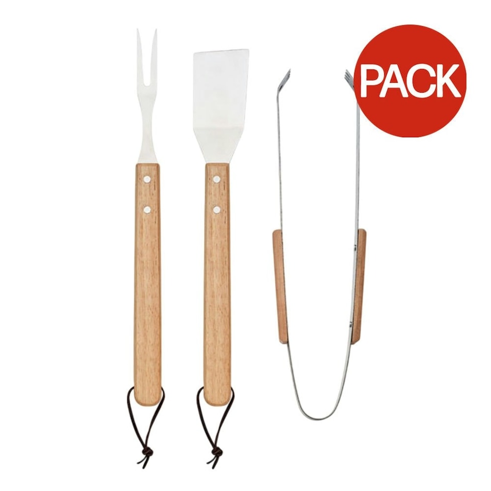 image 1 of MidOcean Smokey Oak BBQ Tool Set (Pack of 3) - Wood - One Size