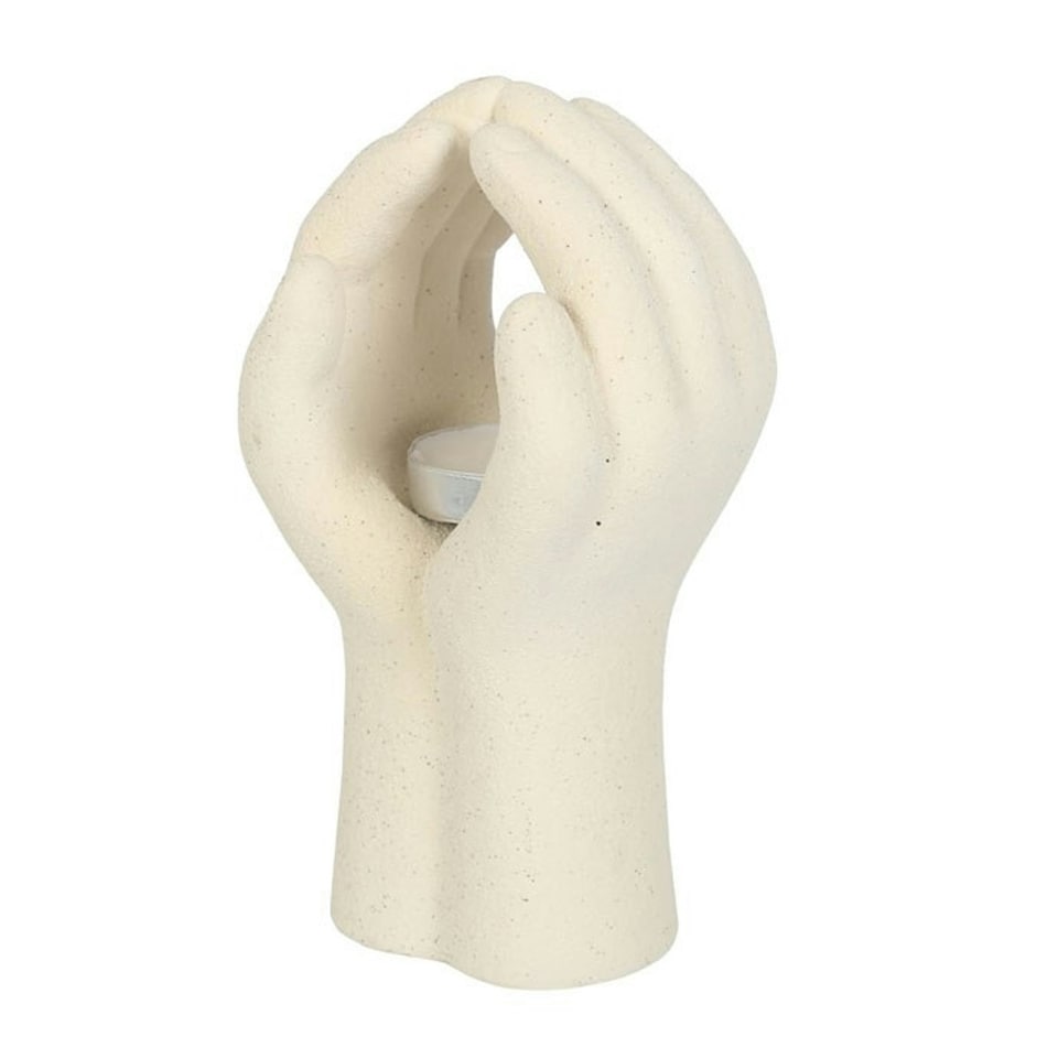 image 1 of Something Different Praying Hands Tealight Holder - White - One Size