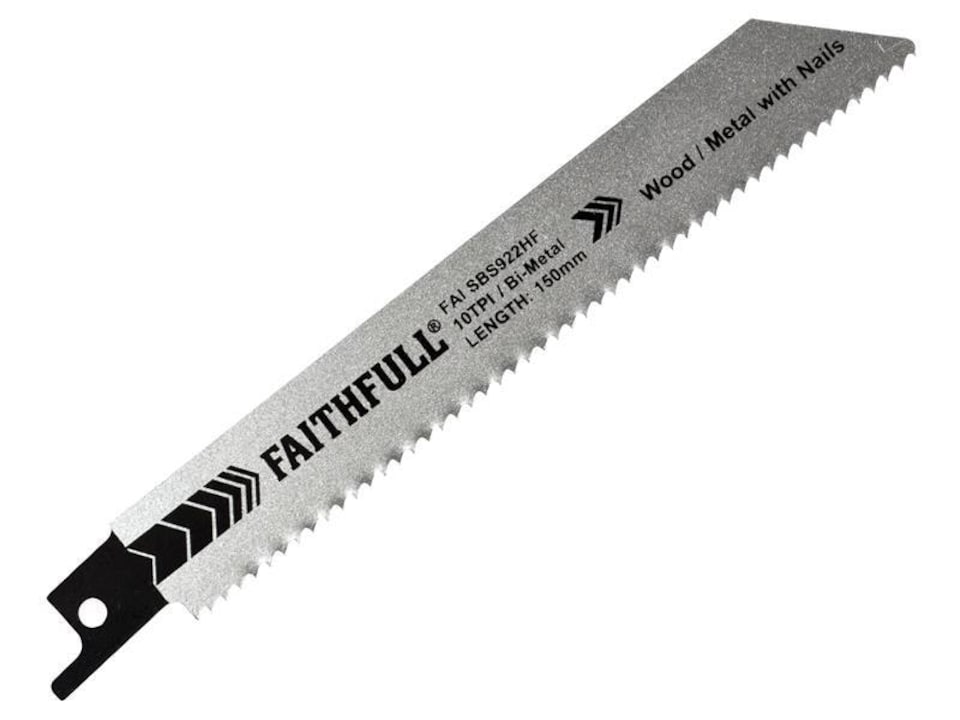 Faithfull S922Hf Bi-Metal Sabre Saw Blade Demolition 150Mm 10 Tpi (Pack 5)