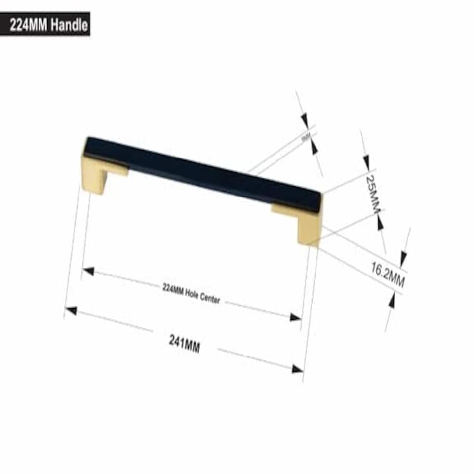 image 1 of Golden Grace Gamma Unique Design Premium Cabinet Cupboard Pull Handles in Black & Gold Finish - 224mm Black