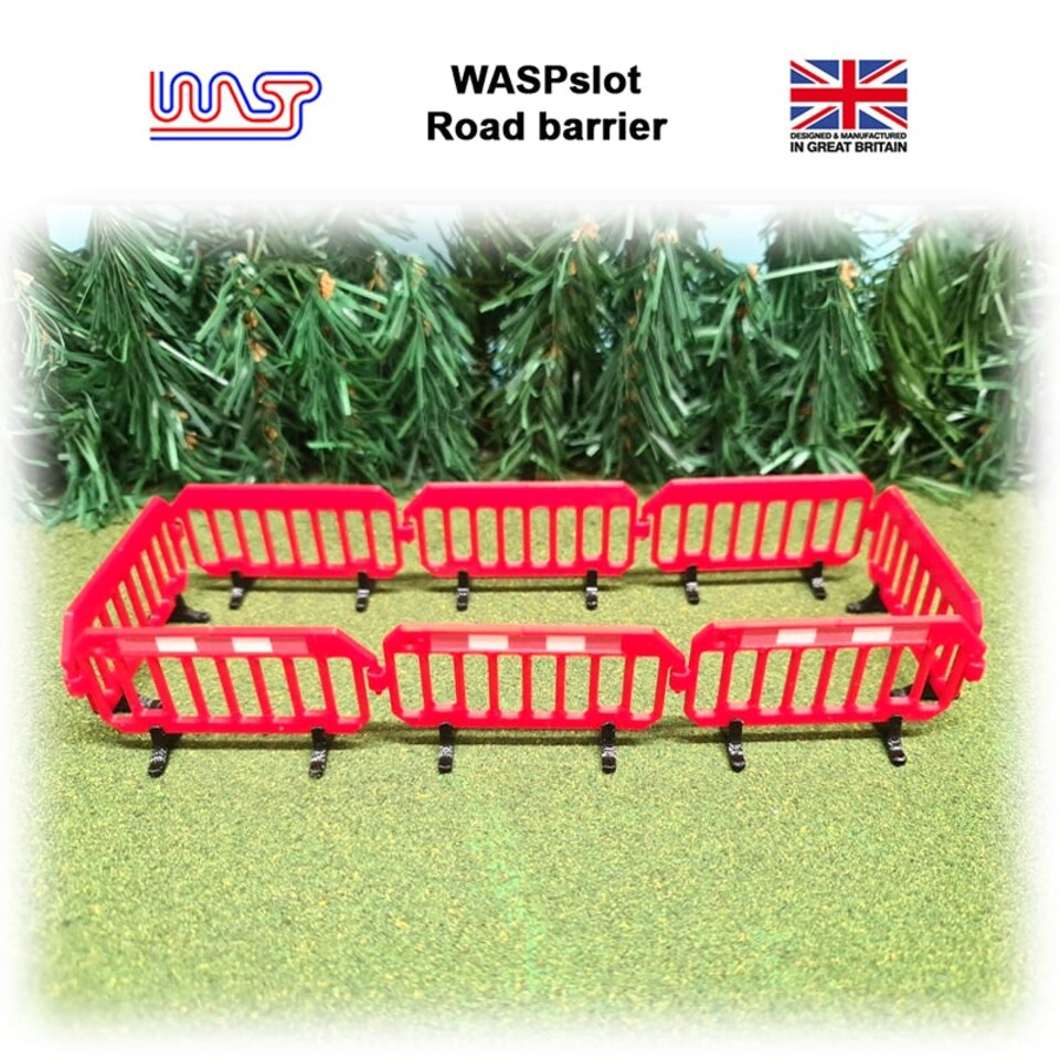 image 1 of Slot Car Trackside Scenery Red Road Barriers x 8 1:32 Scale WASP