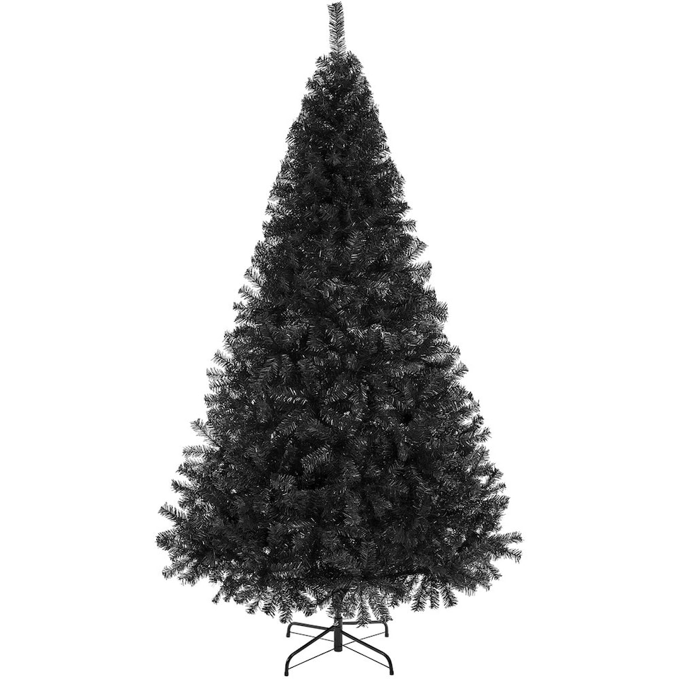 image 1 of Yaheetech 219 cm Tall Hinged Fir Holiday Decoration Artificial Christmas Tree Black