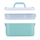 image 8 of Portable Sewing Accessories Box Kit 2 Layer Storage Organiser Trays Carry Handle | Multi | Mint Green