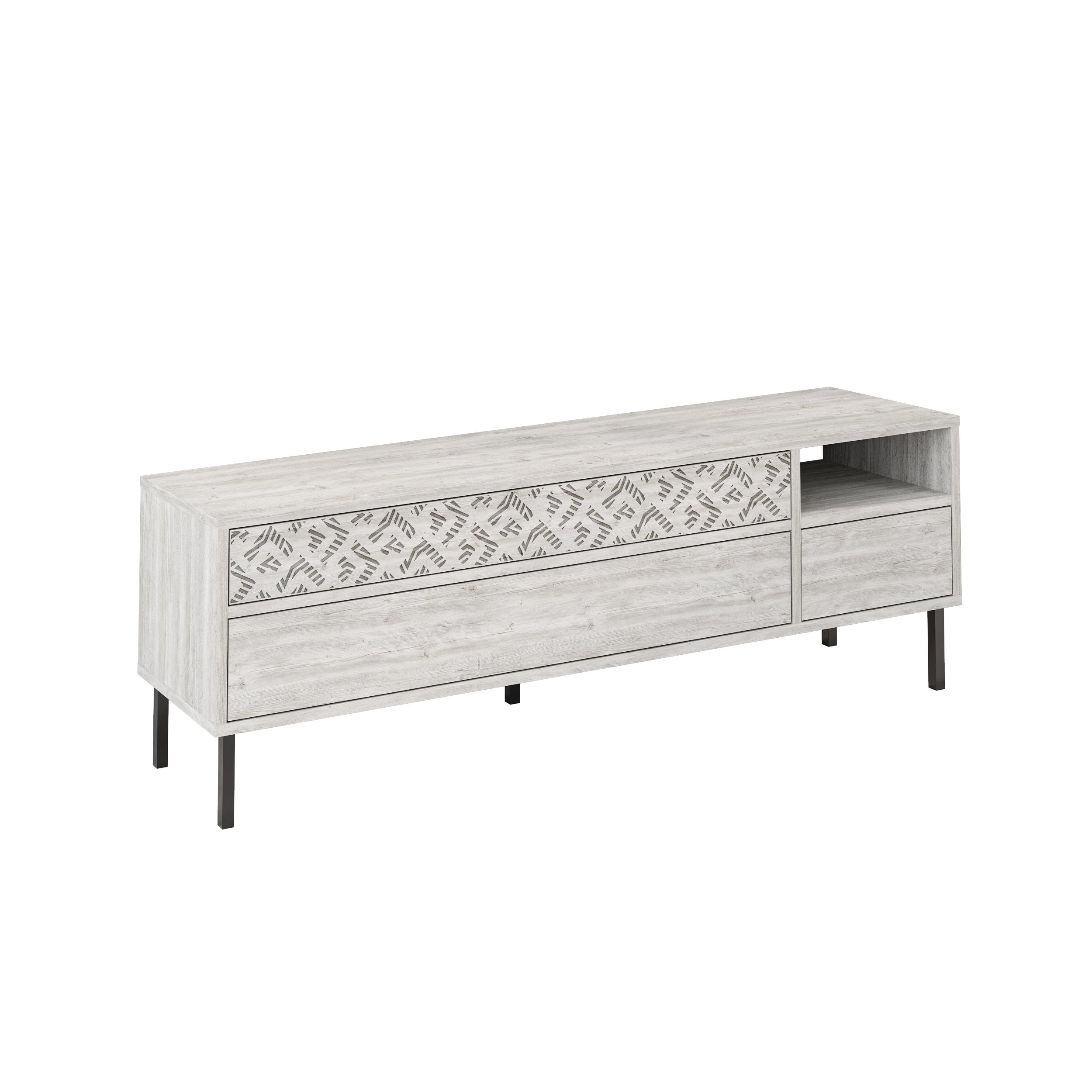 Decortie Heaton Modern Tv Stand Multimedia Centre Tv Unit With Storage Cabinet 144.6cm - Ancient White