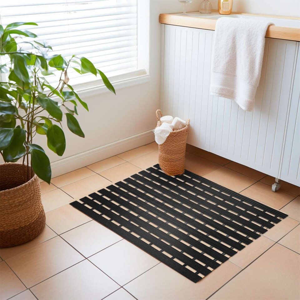 image 1 of PVC Duckboard Non-Slip Shower Mat - 61cm x 43cm | Black | Black