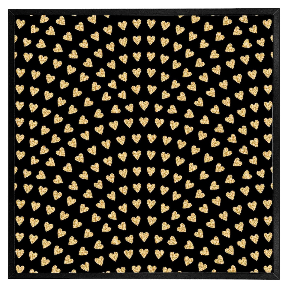 image 1 of Geometric glitter love hearts (Picutre Frame) Black | XS