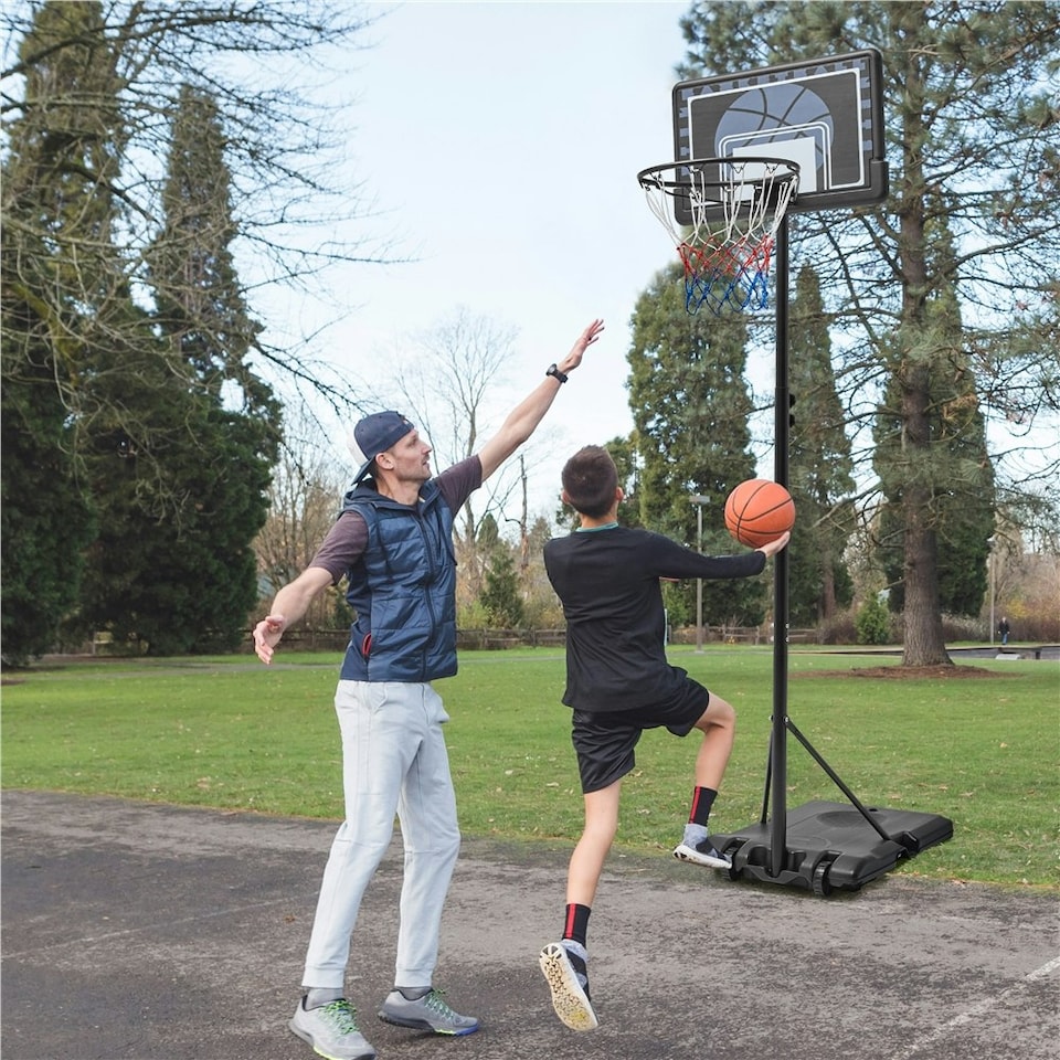 image 1 of Yaheetech 2.19-2.49M Height-Adjustable Basketball Hoop Black