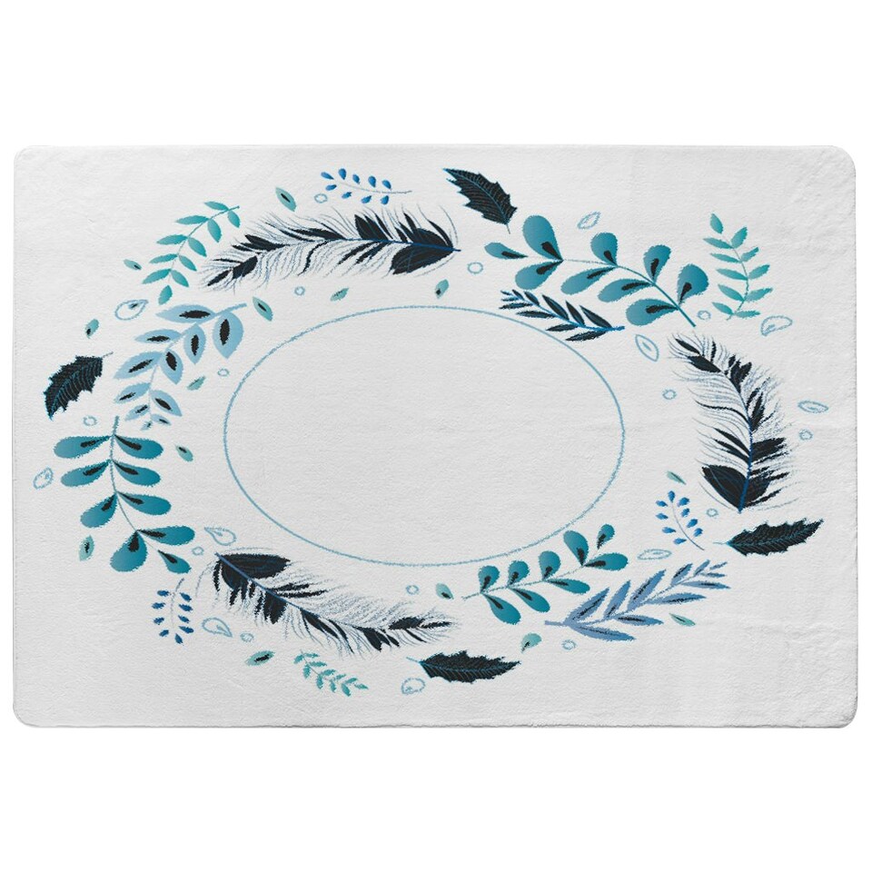 image 1 of Blue Leaves Frame (Rug) Blue | Medium: 80x150cm