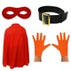 image 1 of Super Potato Costume Hero Set - Belt, Gloves, Red Mask & Cape Red | One Size