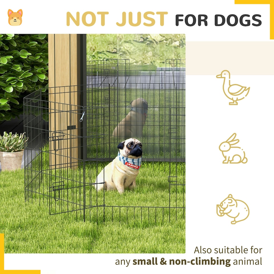 image 1 of PawHut 8-Panel DIY Dog Pen with Door for Indoor/Outdoor Use, 76cm High