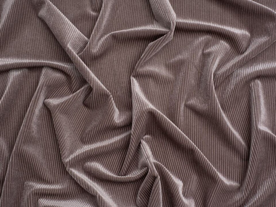 Grey Narrow Rib Velvet Stretch Knit Fabric for Dressmaking, 155cm / 61" Wide - per metre