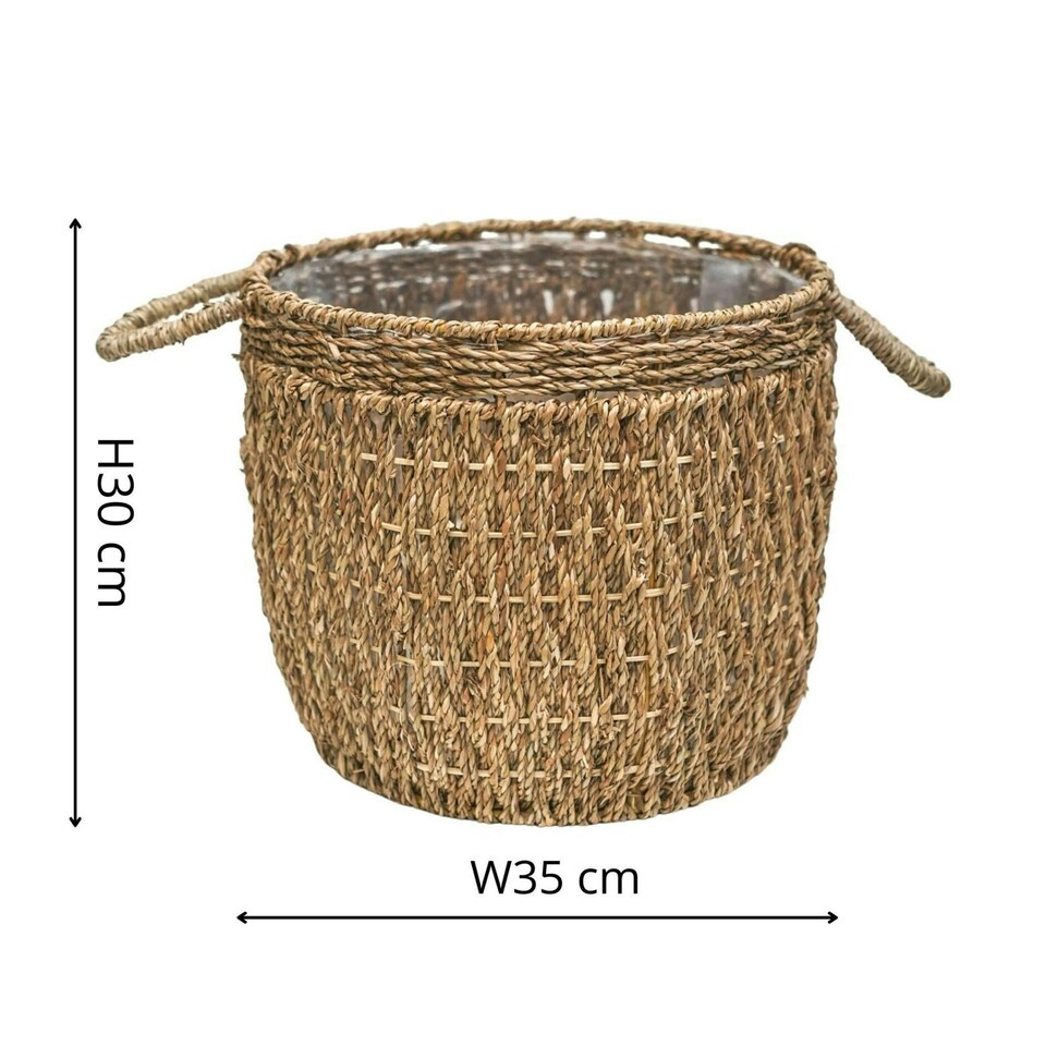 image 1 of Seagrass Lined Basket Natural Set of 2 N/A