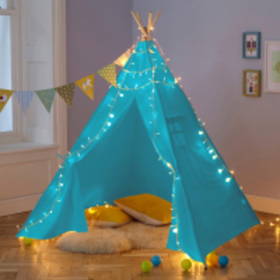 image 1 of Neo Blue Canvas Kids Indian Tent TeePee