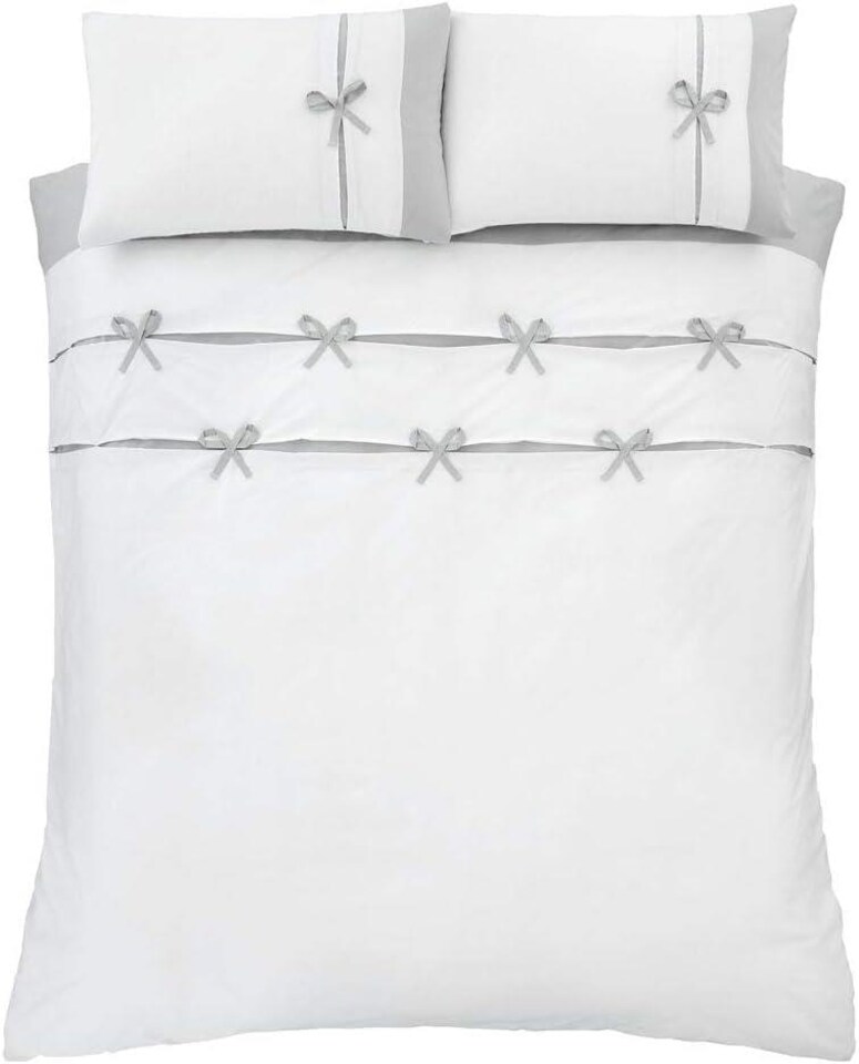 image 1 of Milo Bow Duvet Cover Set | White