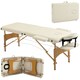 image 6 of HOMCOM Wooden Folding Spa Beauty Massage Table w/ 2 Sections, Carry Bag, Cream