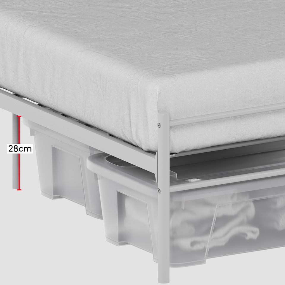 image 1 of Vida Designs Dorset 5ft King Size Bed Metal Frame, White, 150 x 200cm