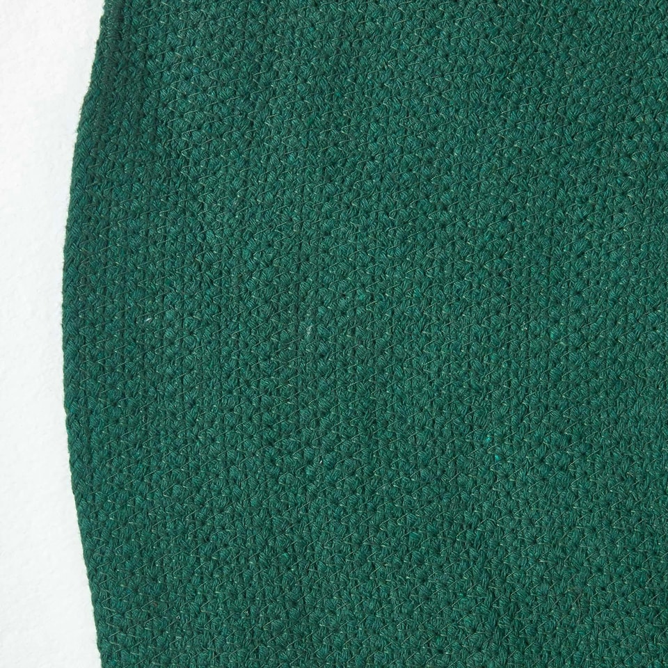 image 1 of Homescapes Forest Green Handmade Woven Braided Round Rug - 120 cm | Green | Forest Green
