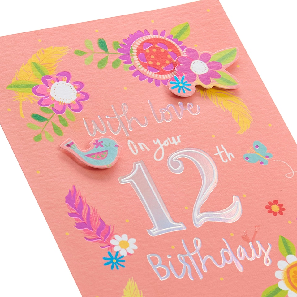 image 1 of 12th Birthday Card - Birds