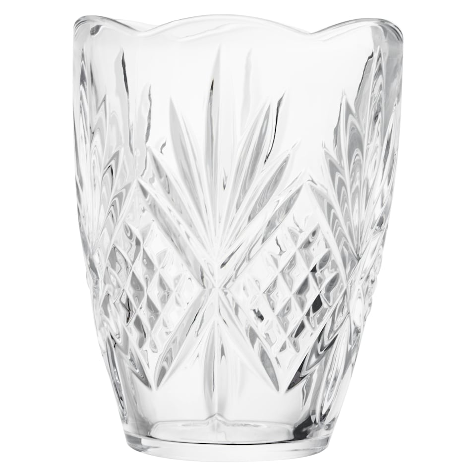 image 1 of Interiors By Premier Modern Crystal Scalloped Vase,Unique Clear Embossed Cylinder Vase,Fluted Design Decorative Vase  For Décor Clear
