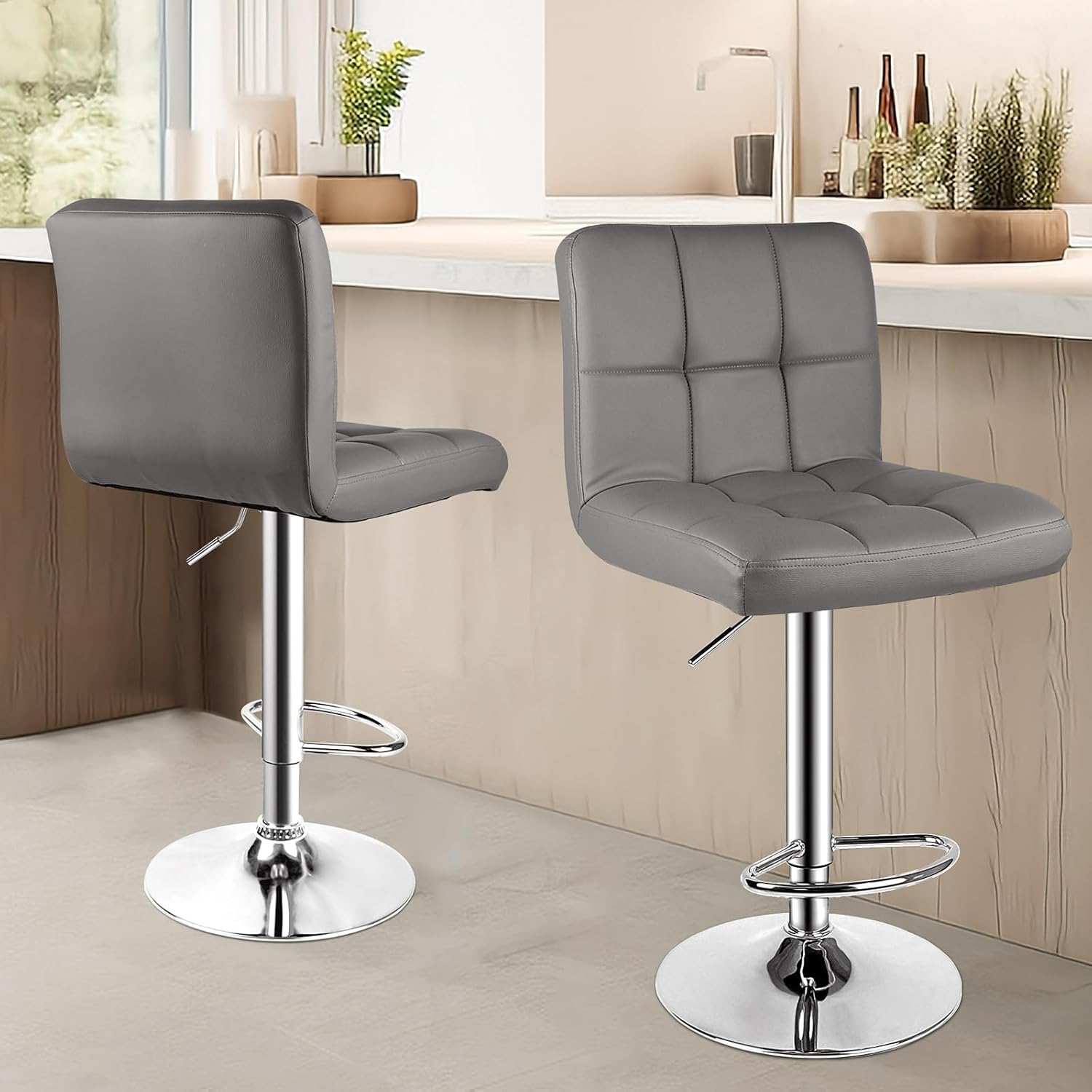 Rattantree Bar Stool Set Of 2 Swivel Upholstered Height Adjustable Bar Stool