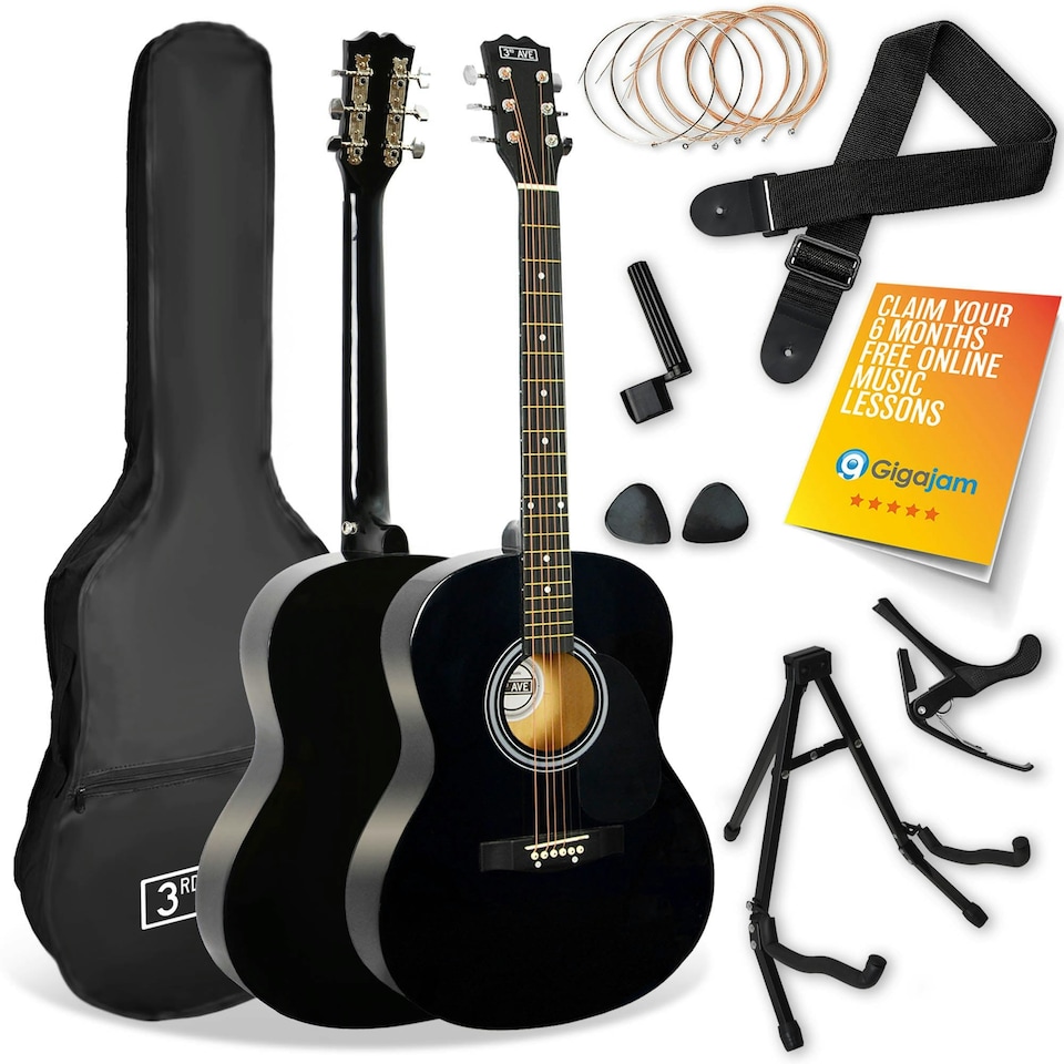 image 1 of 3rd Avenue Full Size Acoustic Guitar Premium Pack Blue
