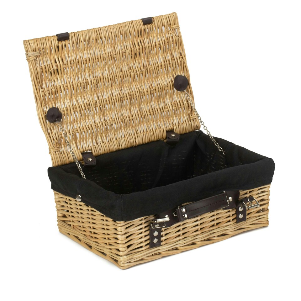 image 1 of 36cm Wicker Picnic Basket with Lining Black | Black | One Size