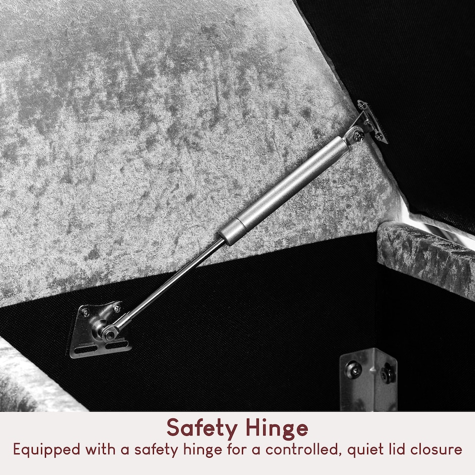 image 1 of Vida Designs Seville Storage Ottoman Bedroom Hallway Chest Bench, Crushed Velvet Silver | Silver | Silver