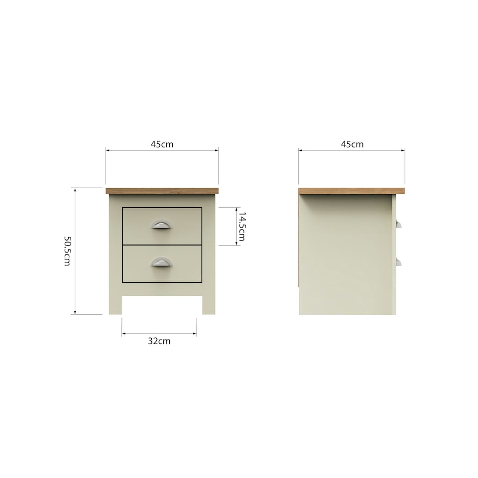 image 1 of Lisbon Bedside with 2 Drawers Cream & Oak