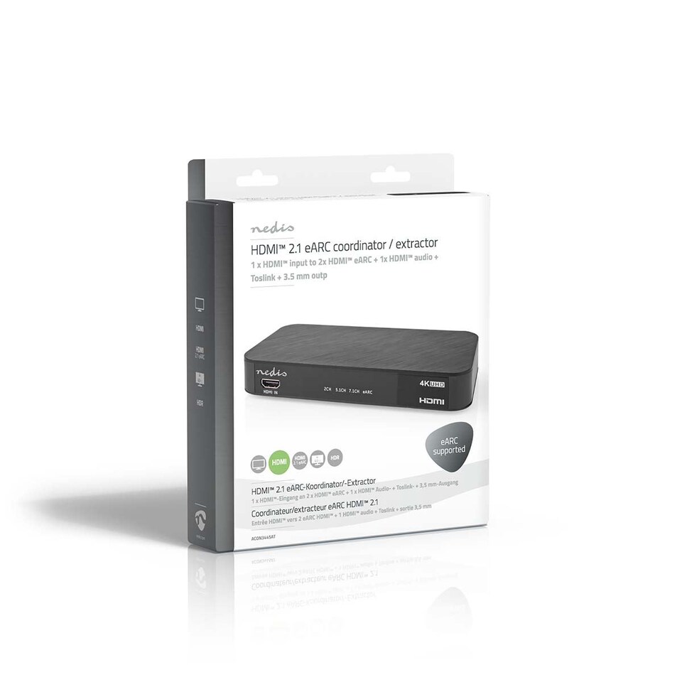 image 1 of Nedis HDMI eARC Audio Converter, Splits eARC to ARC & eARC, Supports Dolby Atmos, DTS:X, DTS Master, Dolby TrueHD, 4K@60 HDR, Toslink & 3.5mm Out