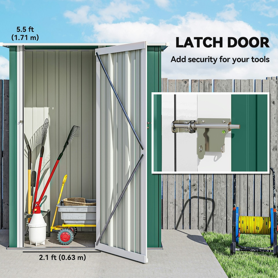image 1 of Outsunny Outdoor Storage Shed Steel Garden Shed w/ Lockable Door Green
