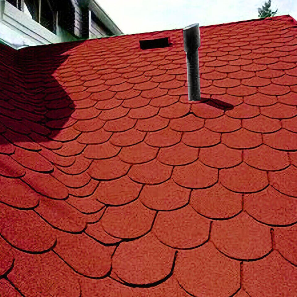 image 1 of Premium Asphalt Roof Shingles - Fish Scales Design 80 x 31.5 cm Weather Resistant Roofing Felt (25 Pcs)