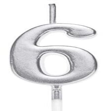 Silver Number 6 pcs Candle Silver