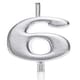 image 1 of Silver Number 6 pcs Candle Silver