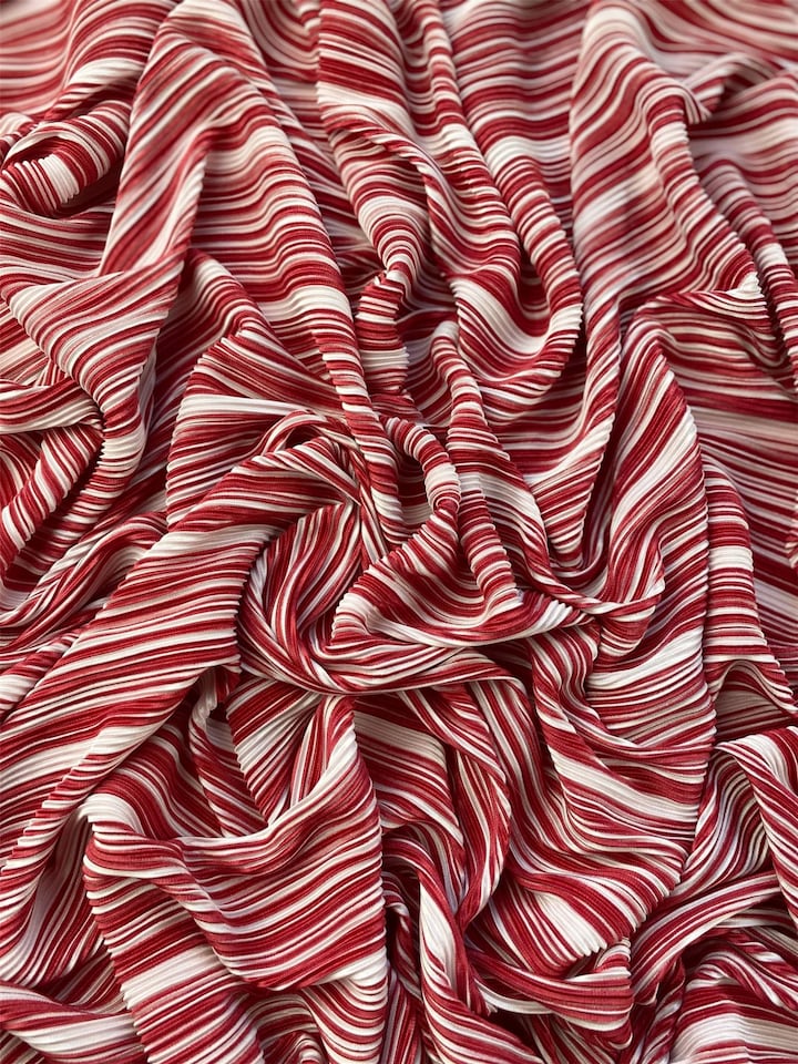 Red Pleated Plisse Stretch Knit Fabric for Dressmaking, 142cm / 55" Wide - per metre