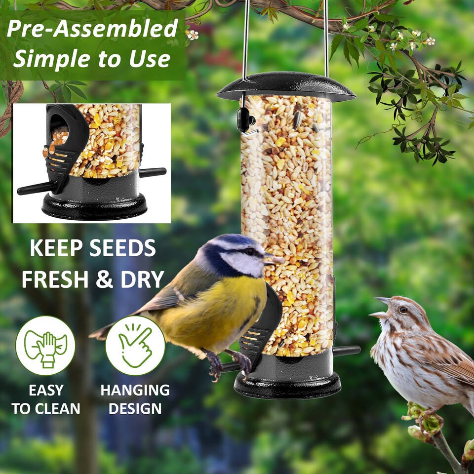 image 1 of Medium Outdoor Garden Hanging Metal Wild Bird Seed Feeder