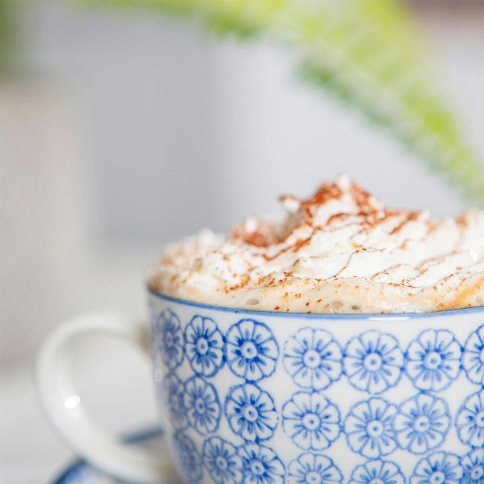 image 1 of Nicola Spring 12 Piece Hand-Printed Cappuccino Cup & Saucer Set - 250ml - Navy