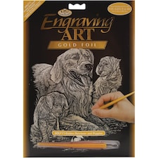 Engraving Art Gold - Retriever & Puppies