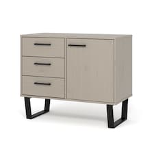 Texas 1 Door 3 Drawer Sideboard in Antique Waxed Pine - Industrial Style with Metal Legs | Grey | Grey | One Size | 1