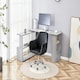 image 2 of Grey Office Desk with Black Velvet Upholstered Chair Wooden Room Furniture Grey