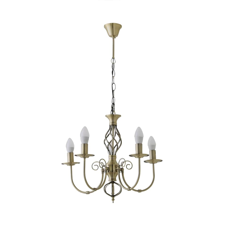 image 1 of ValueLights Memphis Twist Antique Brass 5 Way Chandelier | Gold